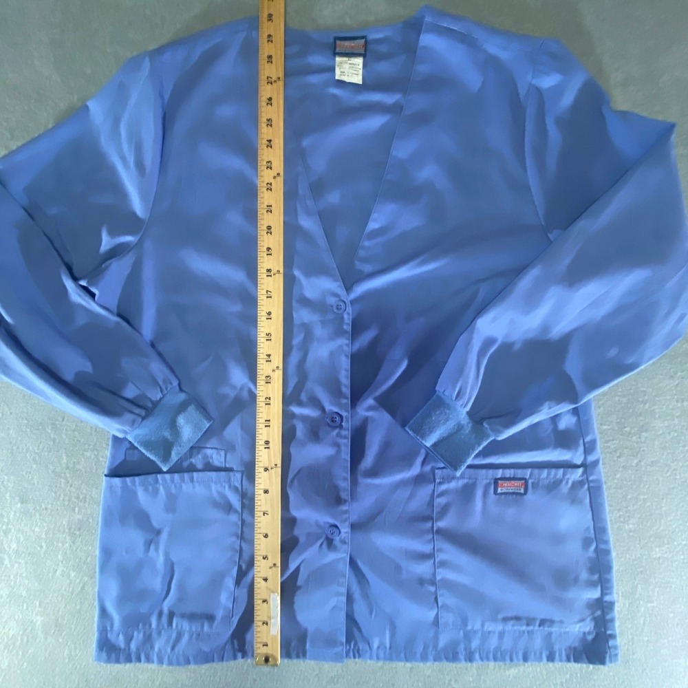Cherokee Workwear Blue Scrub Jacket Button Front Long Sleeve Pockets Large - Picture 5 of 9